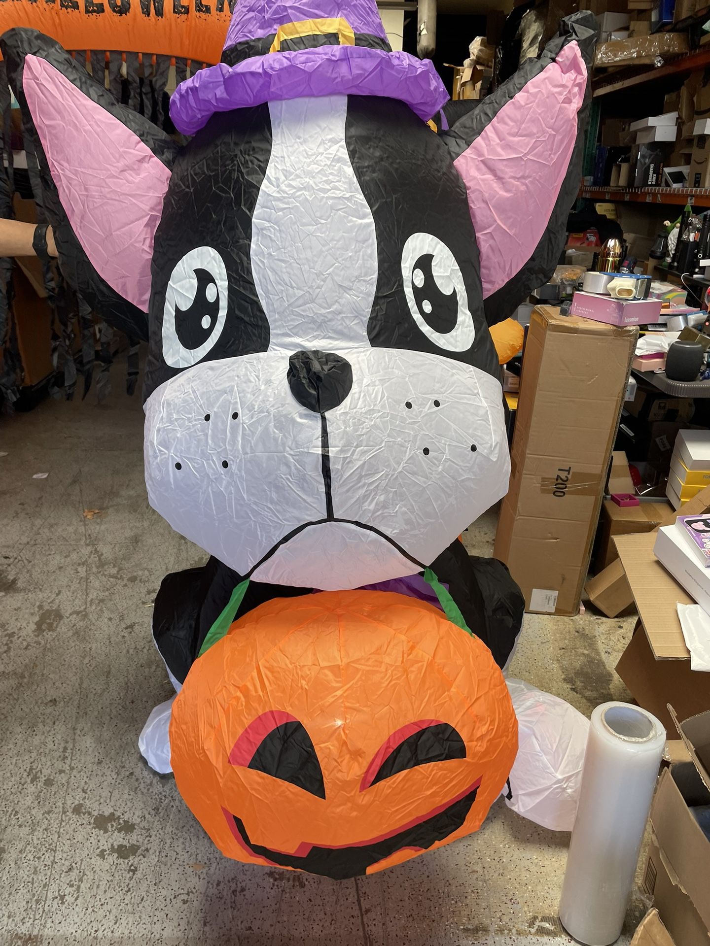 6ft Christmas Inflatables Outdoor Decorations, Bulldog with Pumpkin and Ghost Skull Indoor Outdoor Christmas Decorations