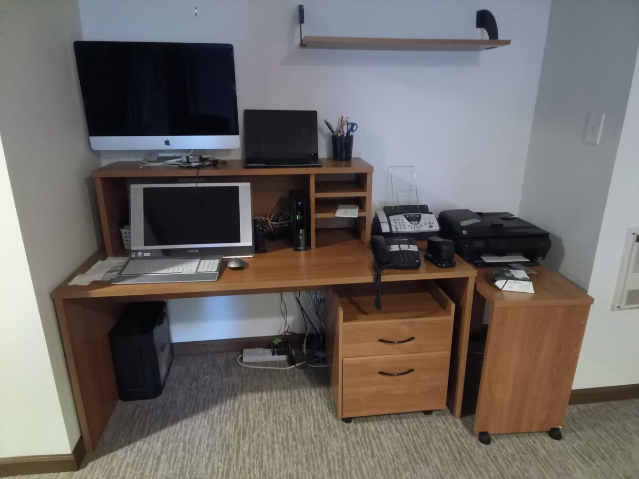 Home Office Desk With Filing Cabinet - 3 Piece