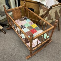 Vintage Doll Cradle w/ Quilt