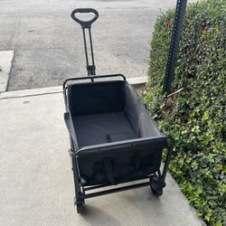 Collapsible Folding Wagon with Adjustable Handle Foldable Utility Wagon Cart with 2 Drink Holders