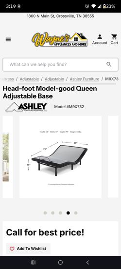 Ashley furniture queen size adjustable base