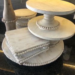 Wood Beaded 9 Piece Serving Set