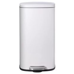 Pirecart Kitchen Trash Can 8 Gallon Stainless Steel Rectangular Garbage Can, White