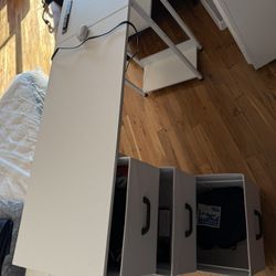 ch Computer Desk with Fabric Drawers & USB Power Outlets