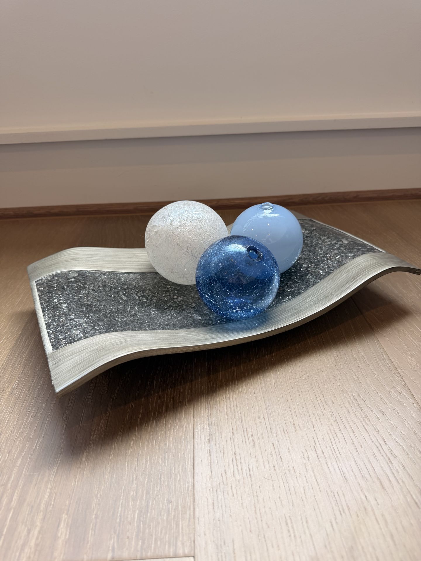 Modern Decorative Centerpiece Tray & Glass Decor Balls