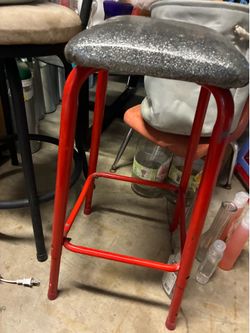 Red Metal Stool
