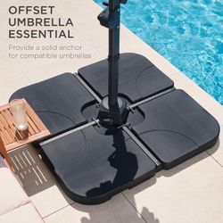 4-Piece 155lb Capacity Heavy-Duty Cantilever Offset Patio Umbrella Stand Square Base