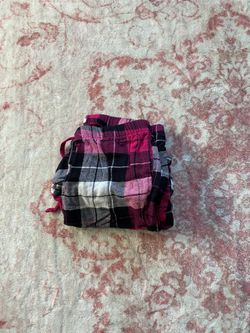 Pink and black plaid pants XS