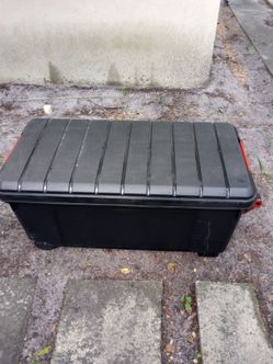 Storage Bin Tote 42 Gallon Black with Rolls