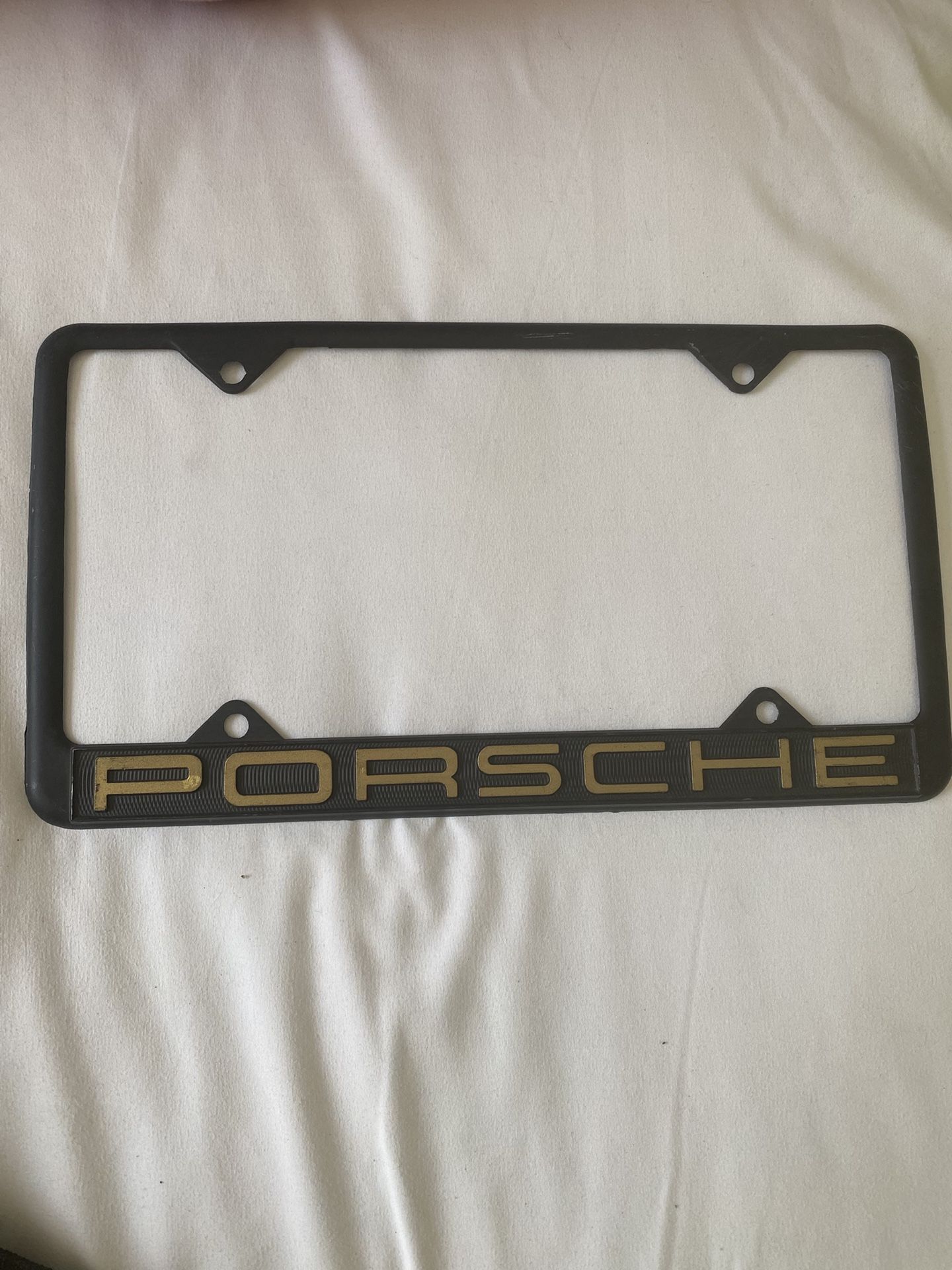 Black/Gold Metal Porsche License Plate Holder