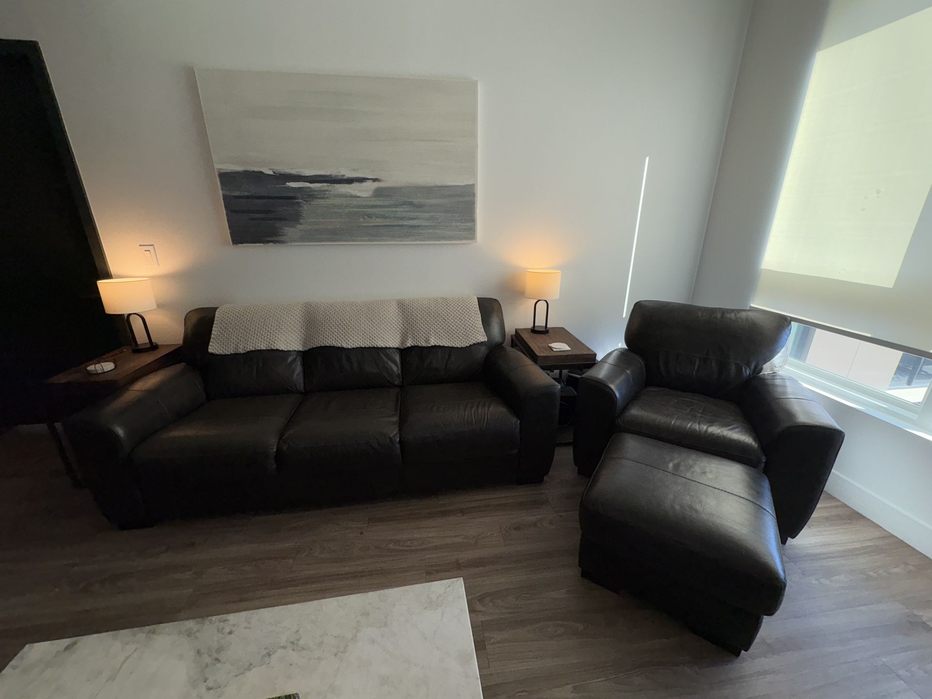 Leather Couch Living Room Set