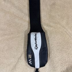 TaylorMade Wood Golf Club Head Cover Black White Leather Knit