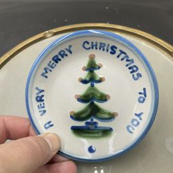 Vintage M. A. Hadley "A Very Merry Christmas" Trinket Dish Plate 4.5” VG 