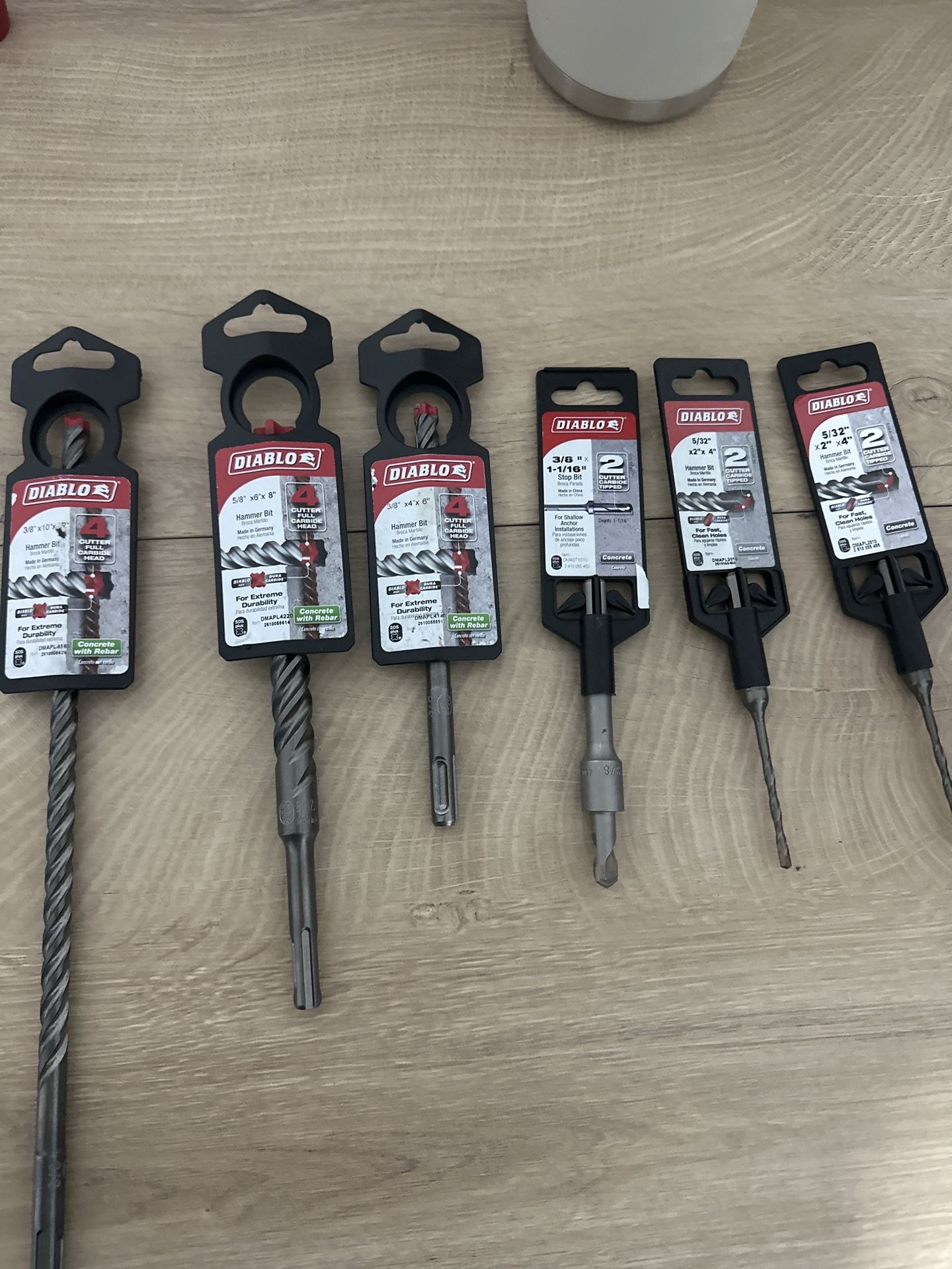 Diablo SDS Plus Hammer Drill Bits Set (3-Pack) – 3/8”, 1/2”, 5/8” Concrete Mason