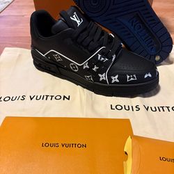 Black monogram sneakers