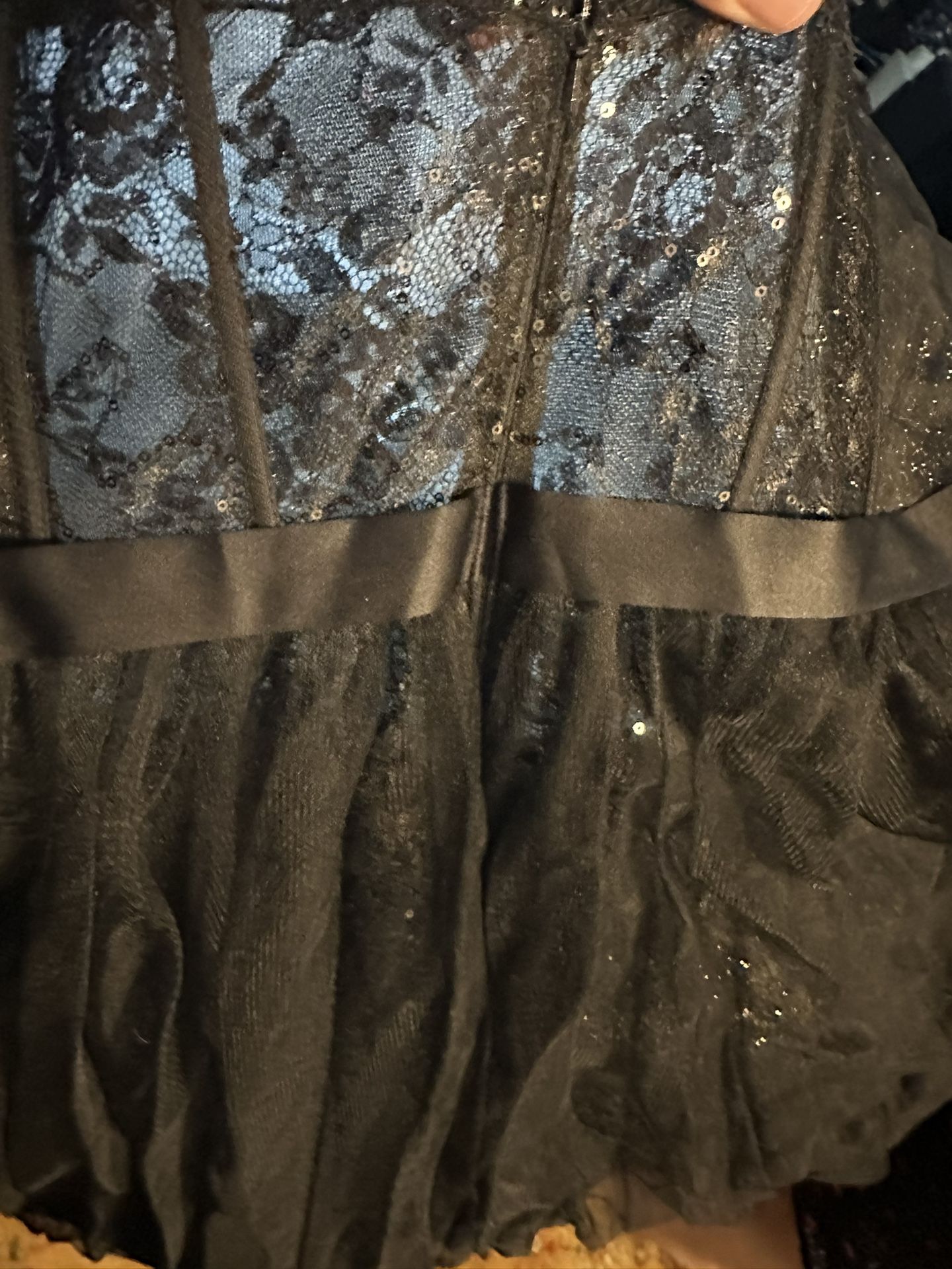 sparkle lace dress with corset bodice jules and cleo Plus Size Sparkle Lace Dress with Corset Bodice