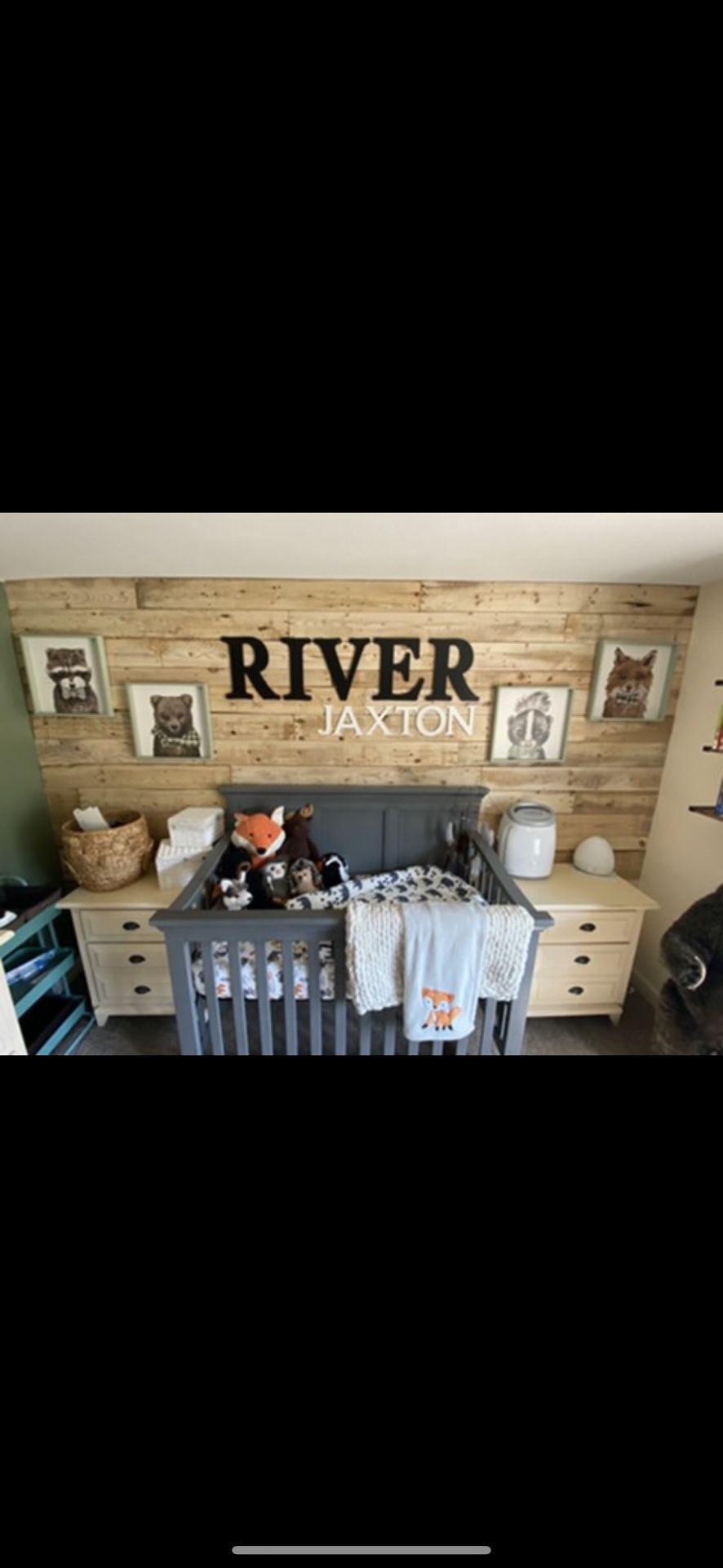 Grey Baby Crib 
