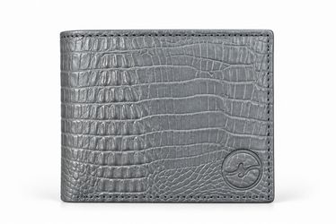 Black Croc-Embossed Leather Card Wallet