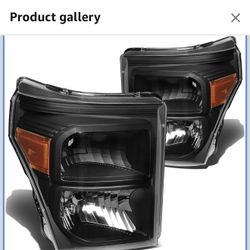 New in box DNA MOTORING Headlights Assembly Compatible with 11-16 F-250 / F-350 / F-450 / F-550 Super Duty, Black Amber, HL-OH-FSU13-BK-AM