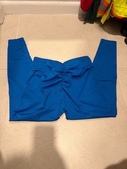 Blue scrunch tights