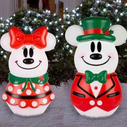 Mickey And Minnie Light Up Blow Molds Set Of 2