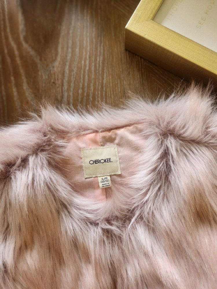 Cherokee Girls Kids Pink Faux Fur Vest Size L(10/12)