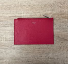 FURLA Red Textured Zip Pouch | Brand New Without Tags