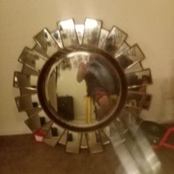 70s Retro Mirror Sun Bronze Trim 36inches Round 
