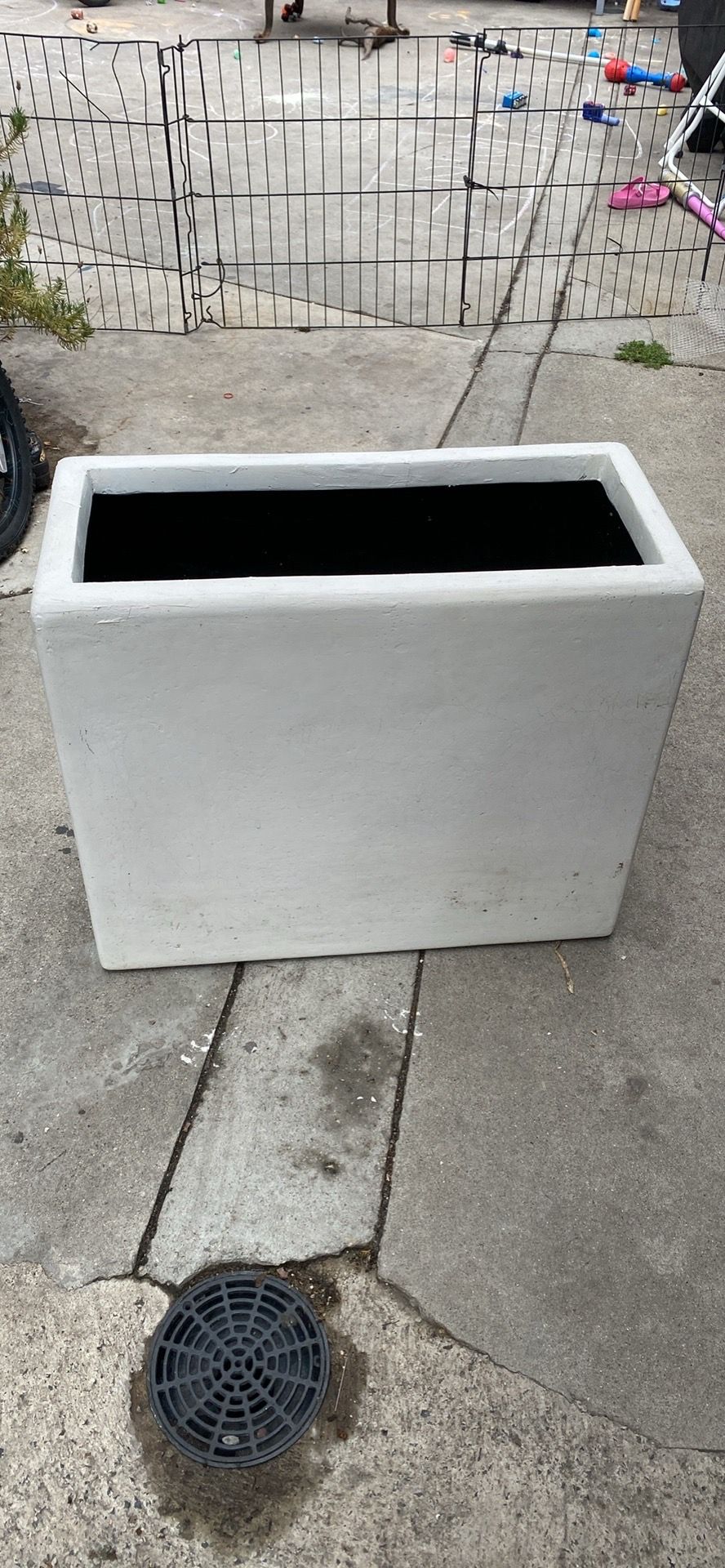 Modern Rectangle Fiberglass Planter 24x20x11 White