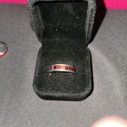 Titanium Band With Red Stones Sizes 6,8