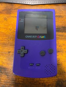 Nintendo Game Boy Color Purple GBC Bundle + 2 Games Case & Accessories