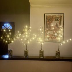 Lighted Willow Branches with Glass Vases, Each 10.00