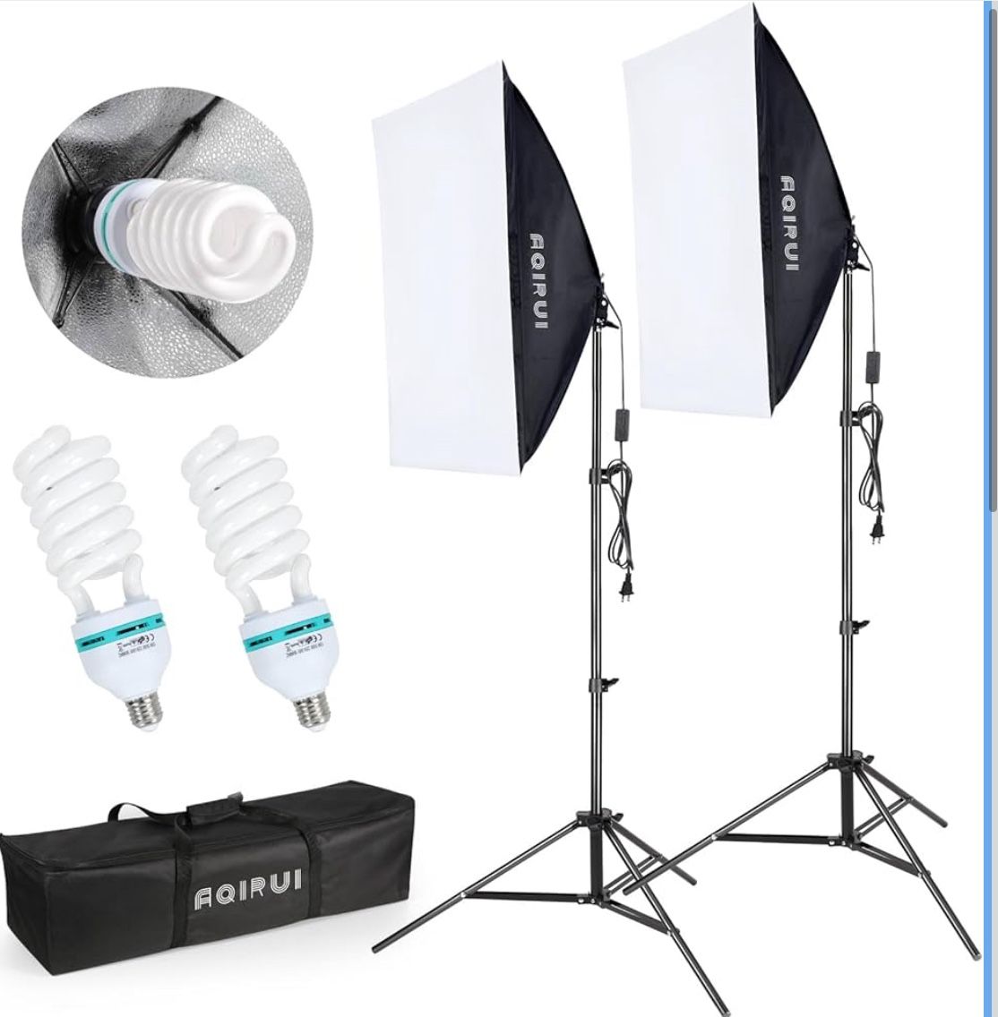 Softbox Lighting Kit Photography Studio Light with 2 x 85W 5500K E27 Bulbs 2 x 20"x 28"