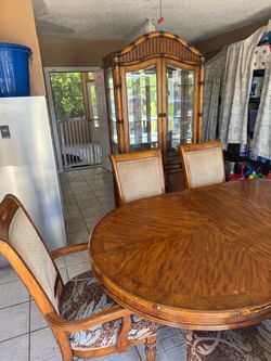 China cabinet, table and chairs