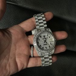 high craftsmanship Rolex DayDate 41mm moissanite watch , Diamond tester approved
