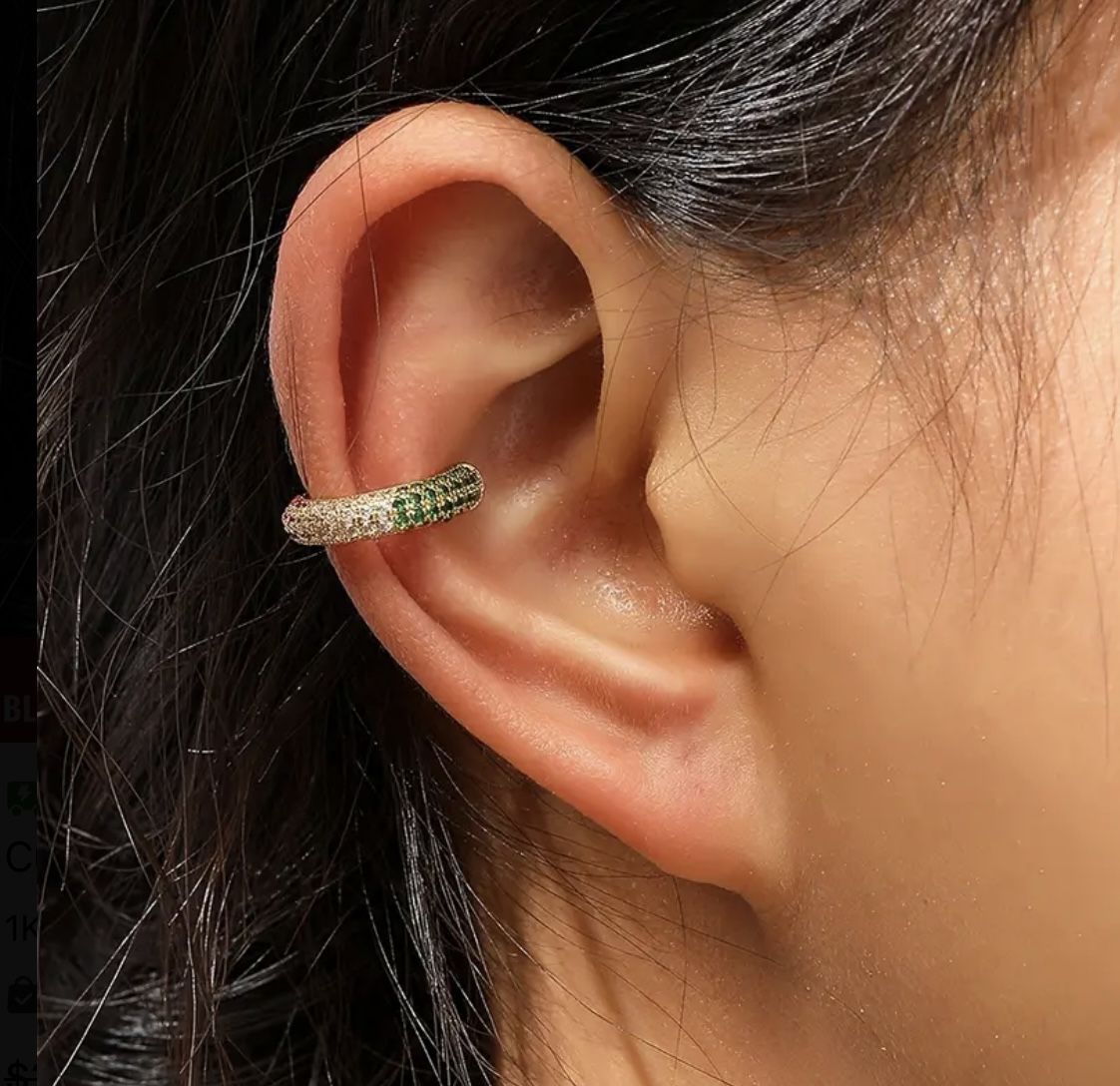 Brand New Elegant Gold Plated & Colorful Gemstones Ear Cuff