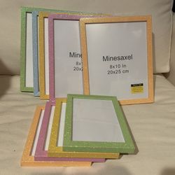 8x10 Colorful Picture Frame Set of 5, 5x7 Set of 4, Wall Gallery Glitter Photo Frames, Sparkle Cute Fun Artwork Frame for Wall or Tabletop