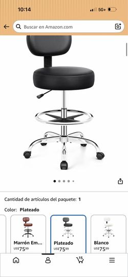 Height Adjustable Rolling Stool with Backrest
