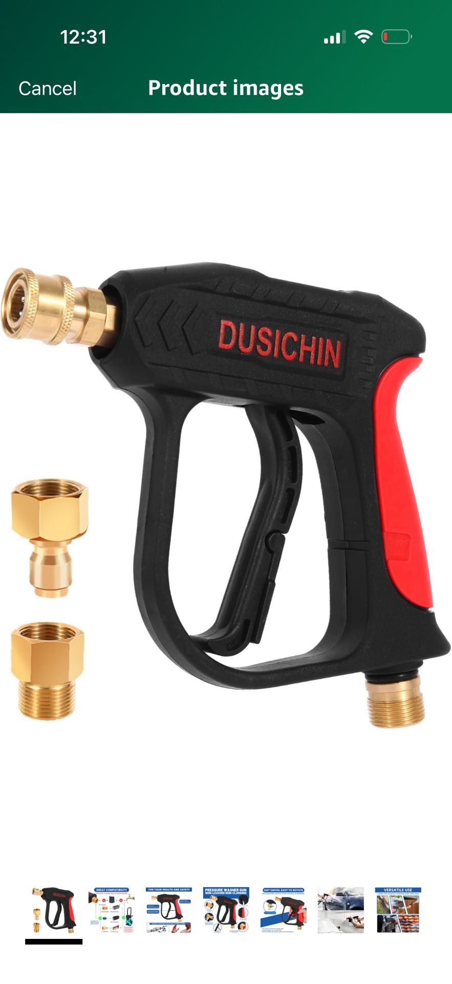 Short Wand High Pressure Washer 3000 PSI for Pressure Power Washers Black