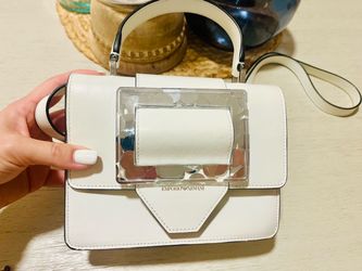 Emporio Armani White Leather Flap Top Handle Bag w Certificate of Authenticity