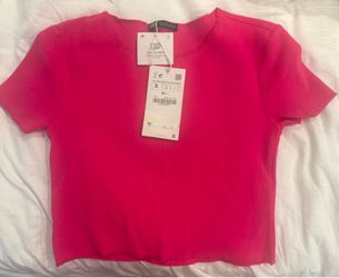 Zara hot pink crop top
