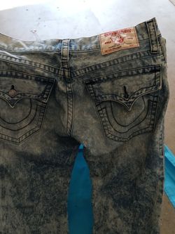 Tru Religion Jeans Size 33 Light Blue And White