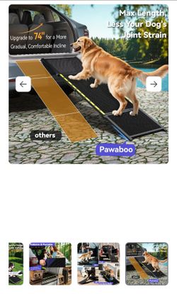 Pawaboo 74'' L & 20'' W Longest Dog Ramp for Car - Extra Wide