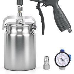 Undercoating Spray Gun with Suction Feed Cup, 360° & Straight Spray Hoses, for Truck Bed Liner Coating, Rubberized Undercoat, Rust Proofing Gun Gray