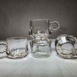 Vintage Anchor Hocking Glass Company Clear Pearl Crystal Punch Tea Cups Set

11
