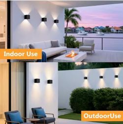 GMGSROM Matte Black Up & Down LED Outdoor Wall Sconce 2-Pack