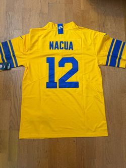 Yellow blue Los Angeles rams puca Nacua jersey
