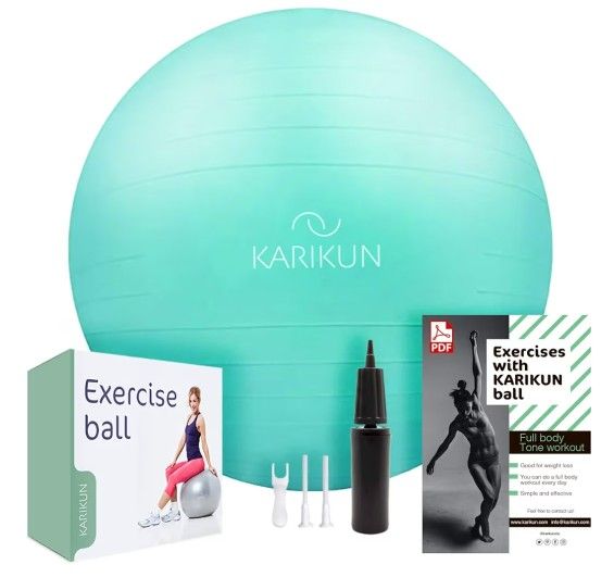 Exercise Ball, 65cm Yoga Ball, Medicine Ball Chair for Fitness - Stability Balance Pilates Core & Workout with Quick Pump - Upgraded Anti Burst Slip