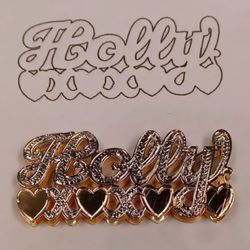 10k 14k Gold Custom Personalized Double Name Plate 