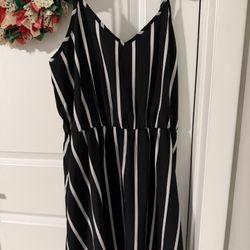 Black And White  Striped Dress